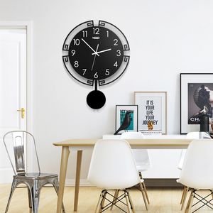 ビンテージ3Dデジタルスイングの壁時計モダンなデザインアクリル振り子クリエイティブウォッチリビングルーム家の装飾吊り時計T200103