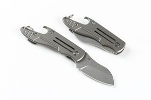 DHL Shipping Small Folding Knife D2 Stone Wash Blade TC4 Titanium Alloy Handle Outdoor EDC Pocket Knives EDC Tools