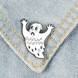 Overthink Ghost Enamel Pins White Ghost Odznaka Broszka Torba Odzież Lapel Pin Cartoon Simple Fun Punk Biżuteria Prezent dla przyjaciół
