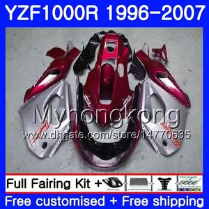 바디 레드 실버 핫 YAMAHA YZF1000R 용 Thunderace 02 03 04 05 06 07 238HM.42 YZF 1000R YZF-1000R 2002 2003 2004 2005 2006 2007 페어링 키트