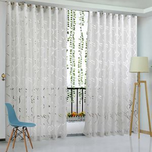Floral Vine Leaf Partition Curtain Polyester Modern Curtains for Living Room Balcony Window Sheer for Bedroom