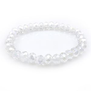 Transparent AB 8mm Faceted Crystal Beaded Bracelet For Women Simple Style Stretchy Bracelets 20pcs/lot Wholesale