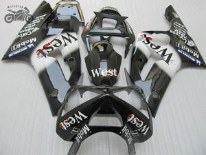 Injection mold body fairings kit for Kawasaki Ninja ZX6R 2003 2004 ZX636 03 04 ZX-6R 636 black WEST Chinese fairing aftermarket parts