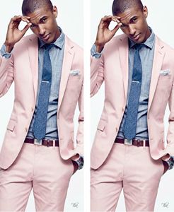 Marka Yeni Pembe Slim Fit Erkek Düğün Smokin Popüler Damat Groomsmen Smokin Adam Blazers Ceket Mükemmel 2 Parça Suits (Ceket + Pantolon + Kravat) 8