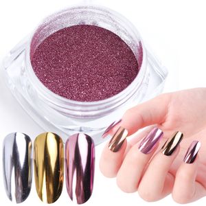 Nail Glitter 1pcs Art Spegel Pigment Dip Rose Gold Shining Chrome Dekoration UV Gel Polish Jic / ASX