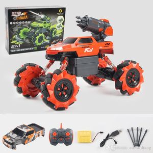 HS Bubbles& Missile Launch RC Stunt Car Toy, Action programming, 360° Flip& Crab Run, 2 in One Magnetic Deformation, for Xmas Kid Gifts, 2-2