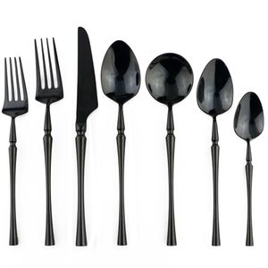 1pc retro lyx bestick svart middagsredskap 18/10 rostfritt stål bordsartiklar silvermiddag Kniv gaffel sked kök tillbehör