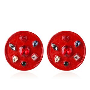 Wholesale- Diamond ear studs Western Geometric round baking paint earrings 2018 new good quality hot sale Zinc Alloy jewelry women girl