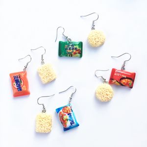 Creative Instant Noodles Dangle Earrings Resin Summer Holiday Jewelry Fast Food Cute Chinese Noodle Earring Gift