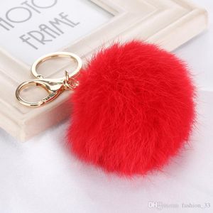 Bola de pele de coelho Keychain Bola de pele macia Bola de ouro linda chaveiro Bola Pom Poms Poms POJAS Chaveiro Carro Keyring Bag Brincos Acessórios Y