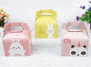 Cartoon Rabbit Handle Single Cupcake Muffin Packaging Paper Box Party Gift Boxes For Wedding Birthday Cake Box SN2707