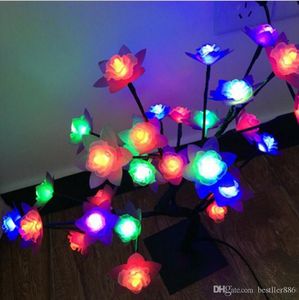 Ev Parti Düğün Noel Kapalı Açık Dekorasyon 0.45cM 32 LED Gül Çiçeği Danışma Üst Bonsai Ağacı Işık Siyah Dallar