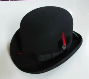 Nuovo cappello di lana 100% moda di alta qualità cappelli a bombetta neri da uomo e da donna cappelli a bombetta derby in feltro di lana nera B-8134 Q190417