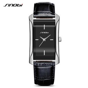 Sinobi Elegant kvinnors rektangelhandledsklockor D￥lig l￤derklocka Topp Luxury Brand Ladies Geneva Quartz Clock Female Gift