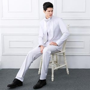 Son Tasarım Tek Düğme Beyaz Düğün Damat Smokin Şal Yaka Groomsmen Erkekler Suits Balo Blazer (Ceket + Pantolon + Kravat) No: 2080