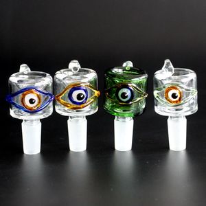 Tigela colorida de vidro para olhos para cachimbo de água com bongo de água fumando com gongas de água de 14 mm de 14 mm