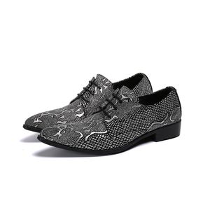 Sier 1458 Pattern New Wedding Party Oxford Pointed Toe Lace Up Genuine Leather Men Plus Size Business Brogue Shoes