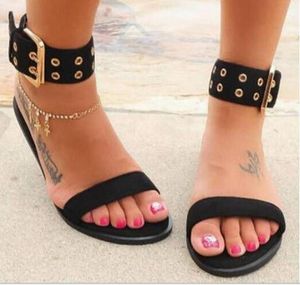 Hot Sale-Summer new college wind casual flat open toe student sandals foreign trade large size cross mirror female sandals