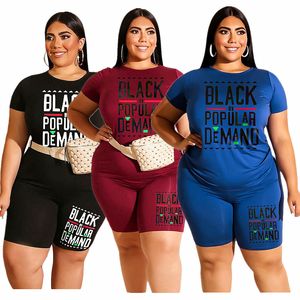 Mode Frauen Shorts Trainingsanzug Schwarz Brief Drucken Kurzarm T-shirt Tops + Shorts 2 Stück Set Outfits Sommer Plus größe Sportswear Sets