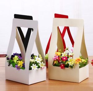 Paper Flower Wrapping Basket Foldable Hand Held Gift Box Portable Flowers Storage Baskets Thickening Design For Hanging New Arrival