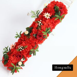 1Mの新しい道を引用した花シルクの花とPEの泡ベースのハナジャーの花の列の結婚式の装飾小道具ロードリードTステージレイアウト装飾