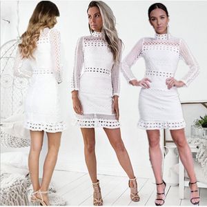 Snabbförsäljning Fashionable White Mini-Stitched Lace Casual Dress i Europa och Amerika i gränsöverskridande handel 2019