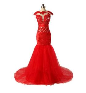 赤い成熟したセクシーなビーズ北京のファッションのイブニングドレス中国で作られた高品質のドバイトランペット人魚のガウンイブニングドレス