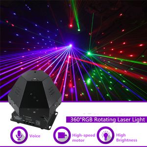 Mini 360 grad 11 ögon RGB Roterande DMX Move Beam Gobos Laser Ljus Hem Gig Party DJ Stage Lighting Sound Auto 360r