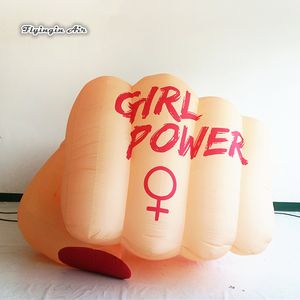 Customized Advertising Inflatable Fist Model Balloon 2m Height Hand Replica Clenched Palm With Red Nail For Manicure Store Event