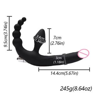 Strap on lesbico vibratore Masturbazione femminile Massaggio vaginale anale Doppio vibratore Giocattolo del sesso per vibrazione di coppia adulta Y200616