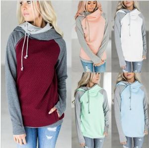 Jackor Stitching Contrast Jumper Girls Hoodies Plus Storlek Patchwork Sweatshirts Casual Long Sleeve Coat Turtleneck Collar Pullovers A6471