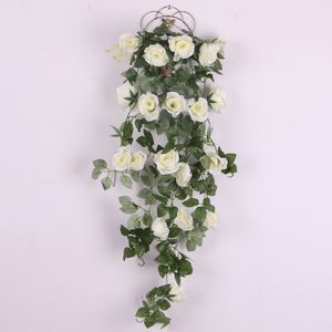 Yapay Gül Ipek Çiçek Garland Ivy Vine Açık Kapalı Asılı Dekor Beyaz