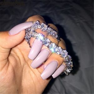 Vecalon Fashion Tennis Armband Runda 8mm Diamant Vit Guldfylld Engagemang Bröllopsarmband för Kvinnor Smycken