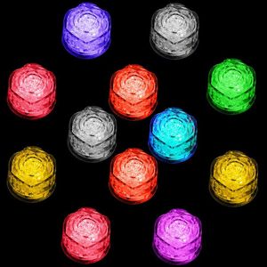 Rosenform, polychromer Blitz-Eiswürfel, LED-Eiswürfel, Lichter, Party, Nachtlicht, langsam blinkende LED-Lampe, Kristallwürfel, Valentinstag-Party