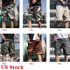 Wholesale US Stock! Mens Summer Cotton Breathable Shorts Fashion Cargo Street Hip Hop Short Pants Knee Length Casual Male Clothing