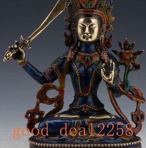 Tibet Cloisonne Tibetansk buddhistisk staty - Manjusri Bodhisattva