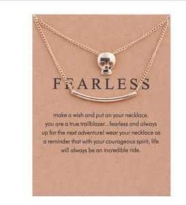 Fashion-Necklaces With Card Gold Skull Elephant Infinity Pendant Double Layer Clavicle Necklace For Women MultiLayer Jewelry Christmas Gift