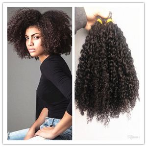 Brazylijskie mikrobeads Hair Human Virgin Remy Kinky Curly Full End Wstępnie związane Rozszerzenia Nieprzetworzone Natural Black Color