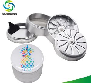 pipe New 53mm Aluminum Alloy Four-Layer Metal Smoke Grinder White Pineapple Turbine