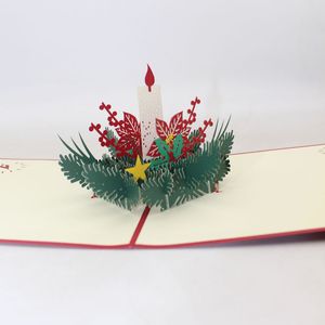 Handmade 3d Pop Up Candle Papel Cartões Cartão do convite para o aniversário Fontes festivas do partido do Natal
