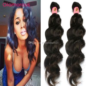 Glamorous Brazilian Hair Weave Natural Wave 100% Unprocessed Brazilian Virgin Hair 2 Bundles Peruvian Malaysian Indian Human Hair Extensions