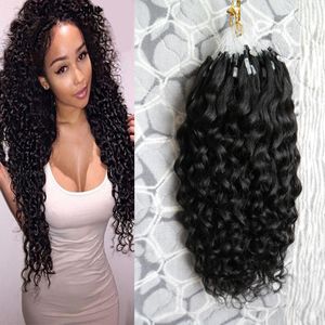 Micro Loop Extensões de Cabelo Humano Micro Anel Ring Beads Extensões Cor 100g Curly Micro Loop Anel Humano Humano Extensões 1G / Strand 100g