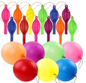 Punch Ballonger Neon Punching Ballong Gummiband Handtag inkluderar Pump 16 Inches Olika färger för presenter Party Favor 6g 8g 10g 12g