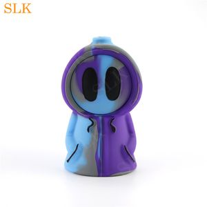 Smoking bongs Hookah Silicone water bubbler Ghost shape water pipe dab rig with Spoon and glass accessories