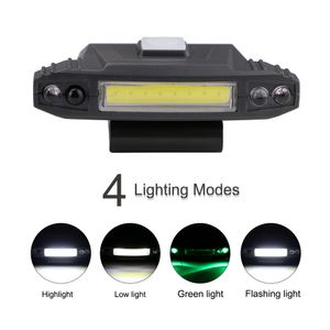 4 lägen USB-uppladdningsbart Cap Clip Light Induction Cob Headlamp Hat Clip Light Lamp Cap Inbyggd batterilampa