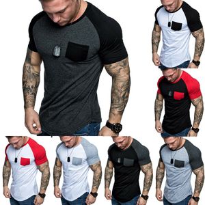 Hirigin Jogger Casual T Shirt Mens Tee krótkie rękaw Slim Fit Gym Elastyczne letnie mięśnie