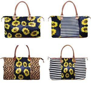 Leopard Bolsa Girassol Impressão Sacos de Grande Capacidade de viagem sacolas com PU Handle Sports Yoga Totes armazenamento Maternidade Bags 6pcs RRA2603
