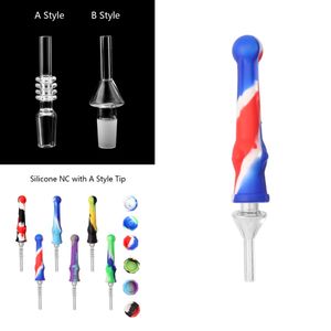 Wholesale Silicone Nectar Collector Kit Food Grade Silicone NC With Quartz Tip 14mm Silicone Pipes smoking accessories dab rig