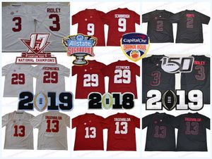 American College Football Wear NCAA Alabama 13 Tua Tagovailoa Crimson Tide 2 Hurts 3 Ridley 9 Scarbrou McCarron College Football Maglie Top Quality Spedizione gratuita