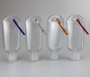 qulity 50 ml leere, nachfüllbare Alkoholflasche mit Schlüsselanhänger-Haken, transparente Händedesinfektionsflasche aus Kunststoff für Reisen